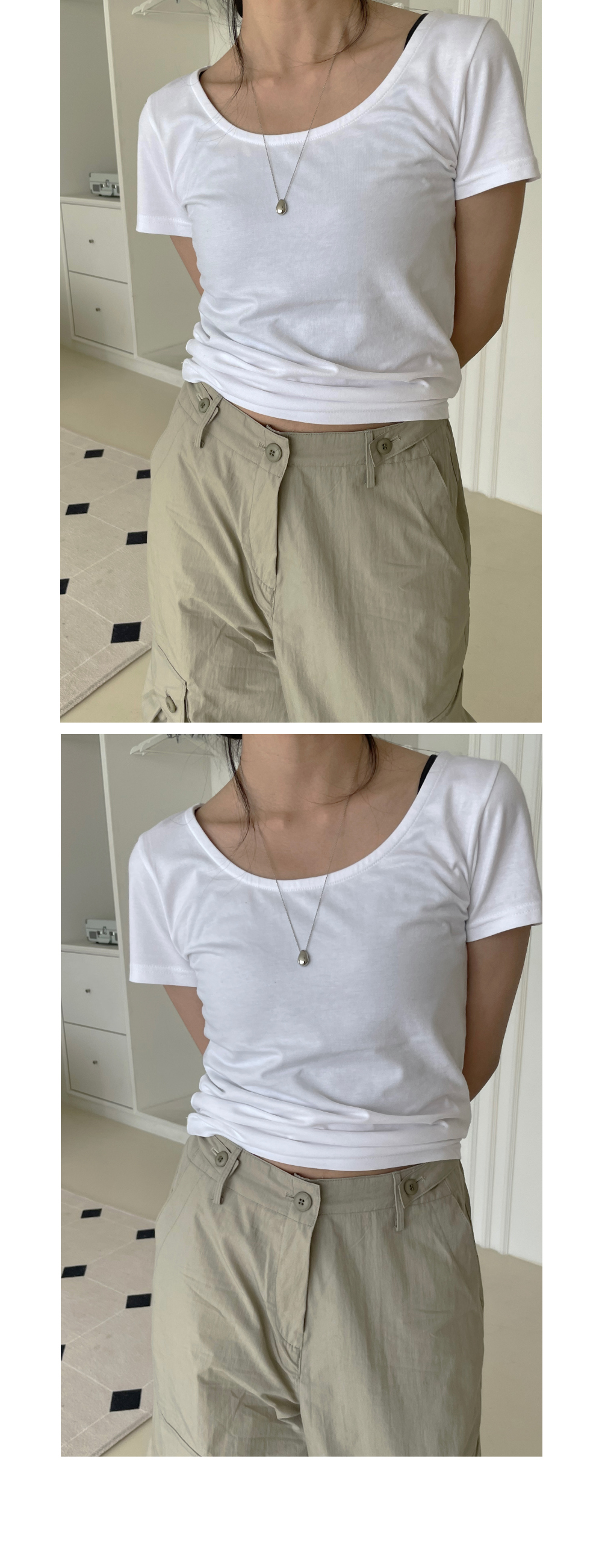 반팔 티셔츠 모델 착용 이미지-S1L2